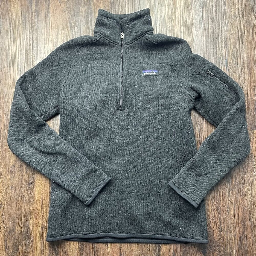 Patagonia Better Sweater Womens Sz M Medium Quarter Zip Black Pullover